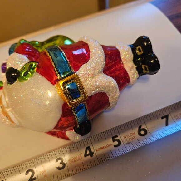 glassware art studio jolly Santa ornament 6.5' made in Poland - Picture 6 of 11